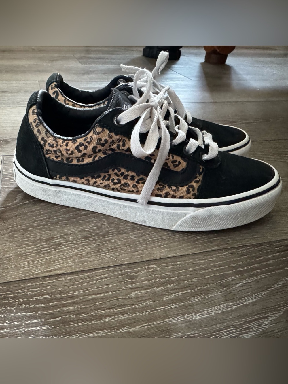 Vans Leopard Print Old Skool Sneakers in Black and Tan